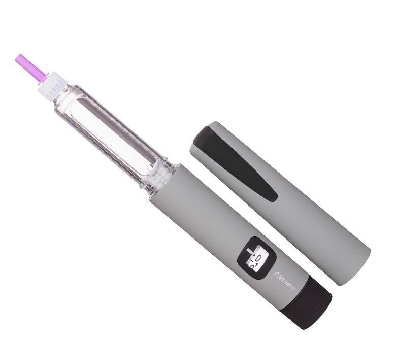 AdvaPen, an insulin pen injector -Parenteral drug delivery devices-grey